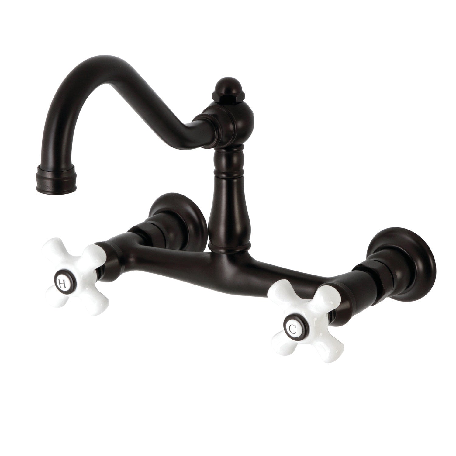 Kingston Heirloom KS3245PX - Vintage Double-Handle 2-Hole Wall Mount Bathroom Faucet, Oil Rubbed Bronze — image 1